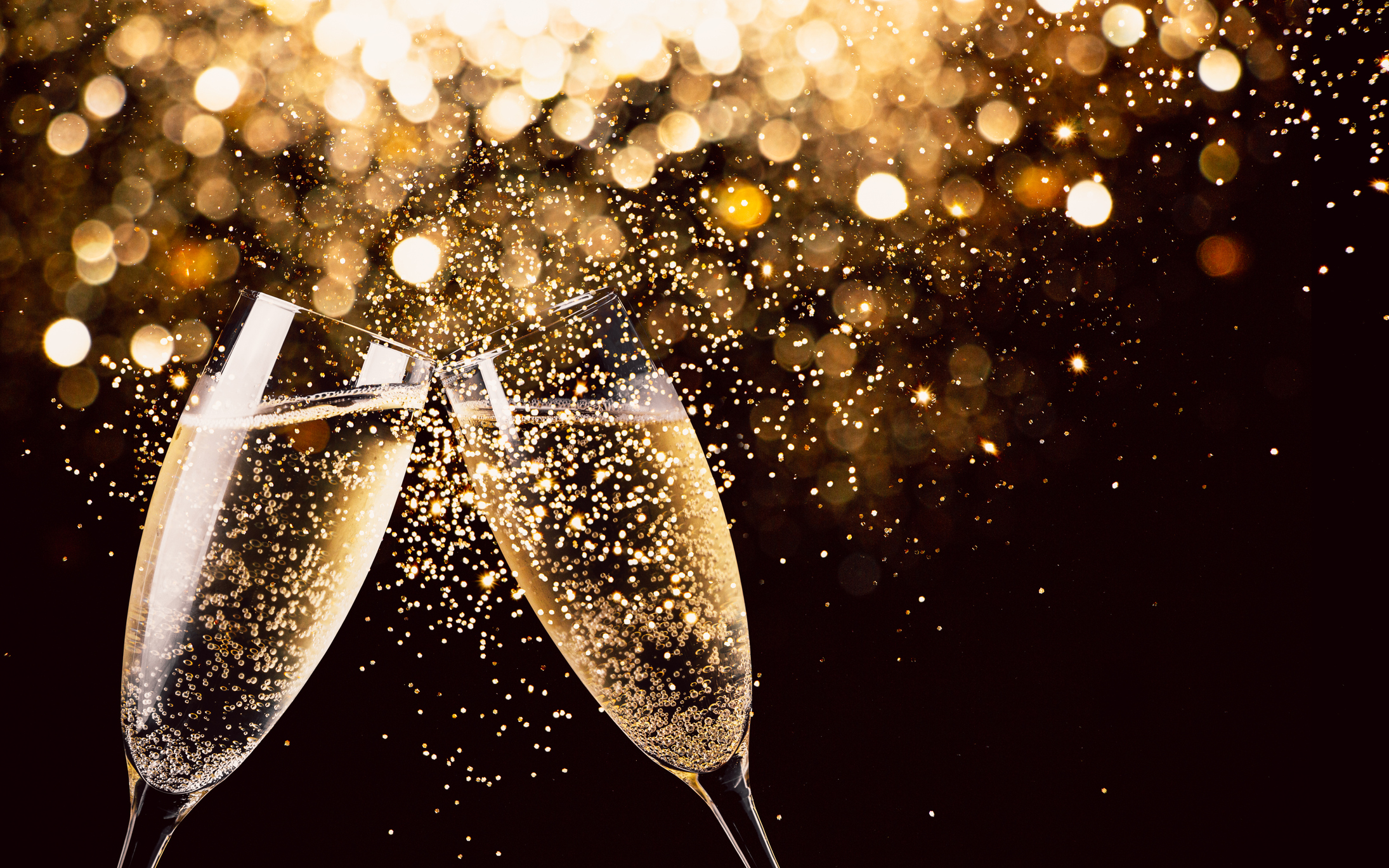 New Year celebration toast of Champagne